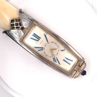 Rare Oversized Cartier Lapis Lazuli & Rock Crystal Letter Opener with Watch Handel, No 2484/1529 Circa 1927.