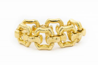 Estate 1960's Yellow Gold Heavy Link Bracelet