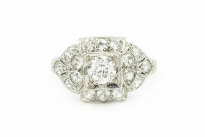 Art Deco Platinum and Diamond Engagement Ring 1.50Cts