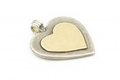 Estate Yellow Gold and Silver Heart Pendant