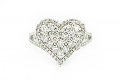 Estate White Gold and Diamond Heart Ring