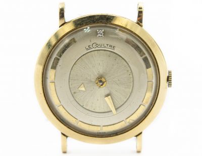 Men's Yellow Gold 14K LeCoultre Mystery Wristwatch Circa 1950's.  