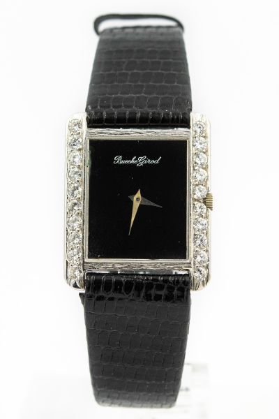 18K Bueche-Girod Ladies Diamond & Onyx Wristwatch. 