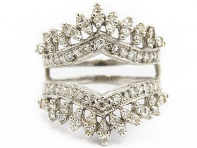 Estate White Gold and Diamond Wedding Guard Ring