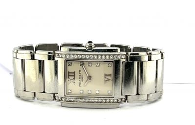 Ladies Stainless Steel and Diamond Twenty Four Wristwatch by Patek Philippe Ref 4910/11 Circa 2007 