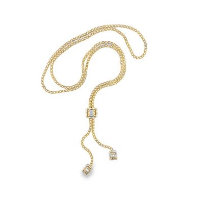 Designer 18K Yellow Gold Diamond Slide / Bolo Necklace set with 342 diamonds = 7.00Cts, 38.90Dwt/60.50Gr.