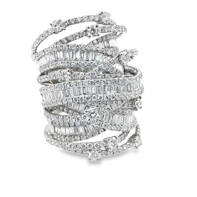 18K White Gold Banded Diamond Ring set with 336 diamonds weighing 6.00cts, 14Dwt/21.70Gr., ring size 8. 