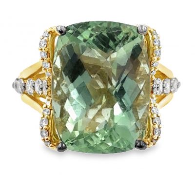 Estate Yellow Gold and Mint Julep Quartz Ring by LeVian 