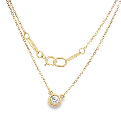 Estate Gold and Diamond Pendant Necklace by Tiffany & Co Elsa Peretti 