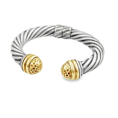 Estate Yellow Gold and Sterling Silver Cable Link Bracelet by David Yurman