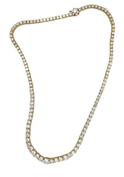 Estate Yellow Gold and Diamond Rivière Necklace