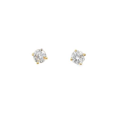 Estate Yellow Gold and Diamond Stud Earrings 