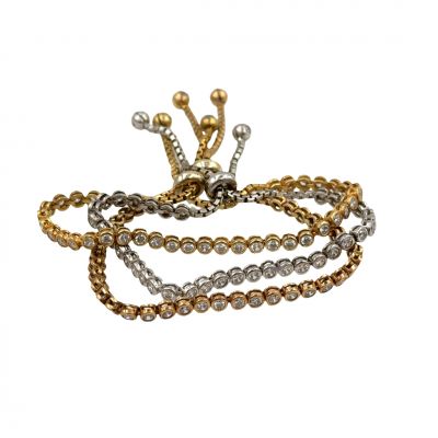Estate Collection of (3) Gold Plated and Sterling Silver CZ Bracelets 