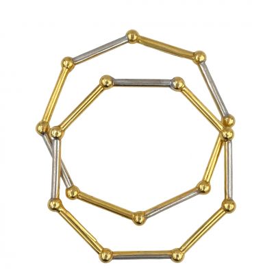 Estate Collection of (2) Yellow Gold Geometric Design Bangle Bracelets 