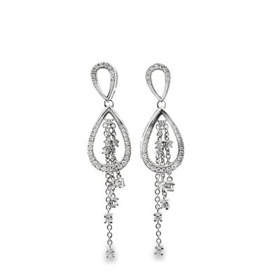 Estate White Gold and Diamond Ear Pendants