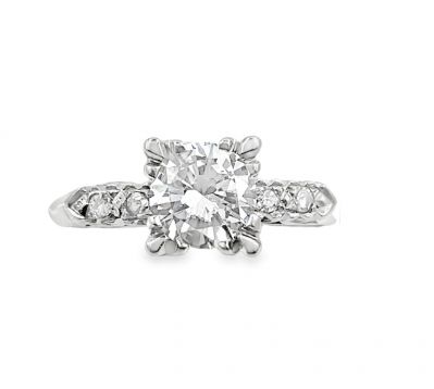 Estate White Gold and Diamond Engagement Ring 