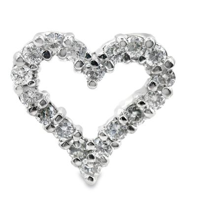 Estate White Gold and Diamond Heart Pendant