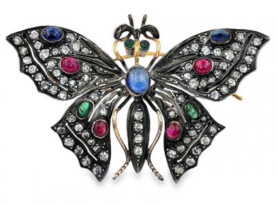 Estate Victorian Diamond Butterfly Brooch 