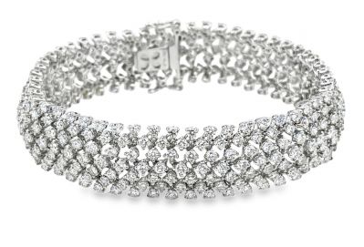 Estate White Gold and Diamond 7 Row Ultra Flex Design Bracelet