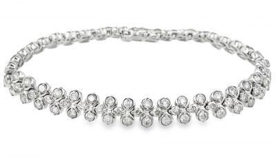 Estate White Gold and Diamond Triple Row Bracelet