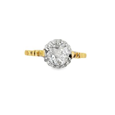 Estate Victorian Yellow Gold and Solitaire Diamond Ring