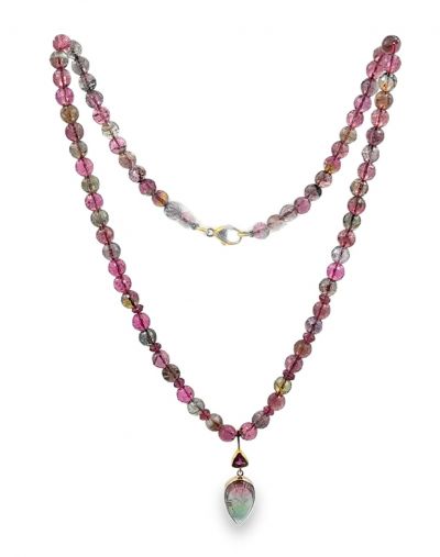 Estate Vintage Watermelon Tourmaline Beaded Necklace