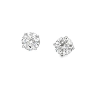 Vintage Diamond Studs set with two diamonds weighing 2.16Cts