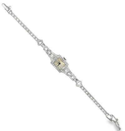 Art Deco Platinum Diamond Wristwatch by Robert Cart.