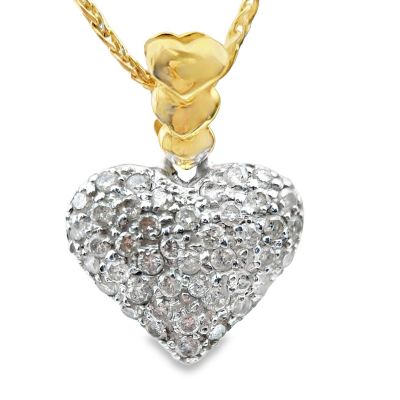 Vintage Yellow Gold Diamond Heart Pendant