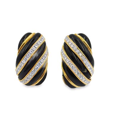 Vintage David Webb Diamond and Enamel Earrings 