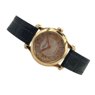 18K Rose Gold Chopard Happy Sport Diamond Watch, Ref. 4893.