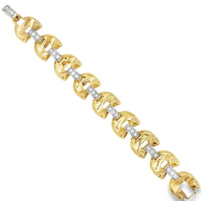 14K Yellow Gold & Diamond Retro Bracelet.