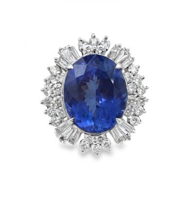 14K White Gold Diamond & Tanzanite Cocktail Ring
