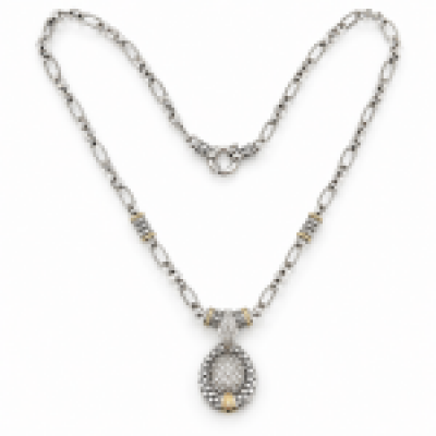 Sterling & Gold Diamond Necklace