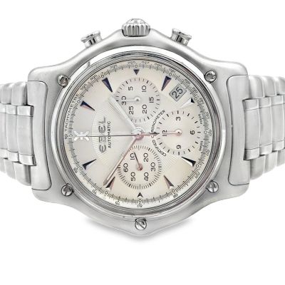 Men's Steel Ebel 1911 Chronograph E9137L40 White Dial 40mm