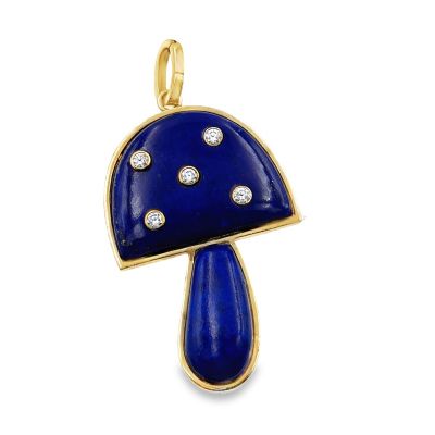 Estate Large Lapis Lazuli Mushroom Pendant