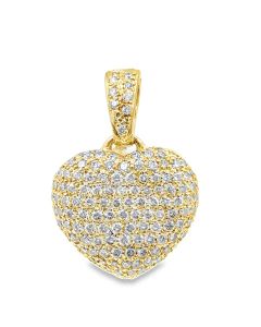 Estate Yellow Gold and Diamond Heart Pendant