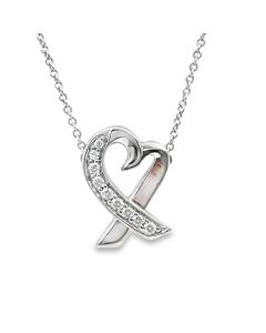 Estate White Gold and Diamond Loving Hear Necklace by Tiffany & Co., by Paloma Picasso