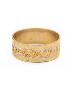 Victorian Yellow Gold Filled Engraved Band 