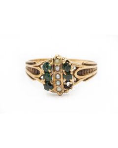 Victorian Yellow Gold and Green Gemstone Ring