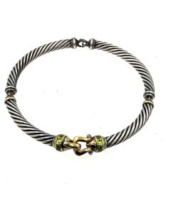 Estate Gold Silver Peridot and Amethyst Thoroughbred Cable Link Choker by David Yurman