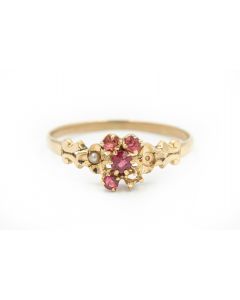 Victorian Yellow Gold Pearl and Ruby Ring