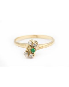 Victorian Yellow Gold Diamond and Emerald Ring