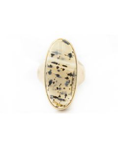 Victorian Yellow Gold and Plume Agate Ring