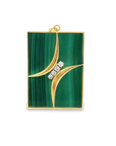 Estate Yellow Gold Malachite and Diamond Pendant