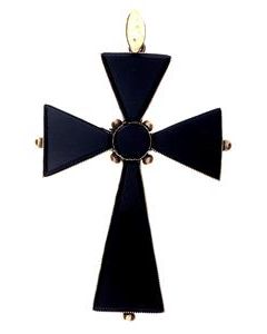 Victorian Yellow Gold and Onyx Cross Pendant 