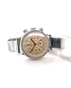 MK Personal Collection Super Rare Movado Ref 98159 Original Dial Chronograph Wristwatch with Francois Borgel Waterproof Steel Case Circa 1940