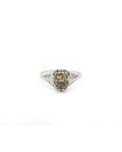 Art Deco White Gold and Diamond Filigree Ring 