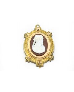 Victorian Carved Hard Stone Cameo Pendant