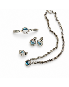 Movado 18K Gold and Sterling Silver Topaz & Diamond Suite, circa Early 2000s 